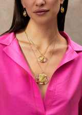 18kt Gold Zen Rocks Large Crystal Amulet on Cord