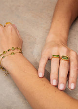 18kt Gold PSTM Myanmar Tender Greens Peridot Large Cup Ring