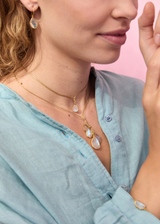 18kt Gold Moon Mist Rainbow Moonstone Cluster on Cord