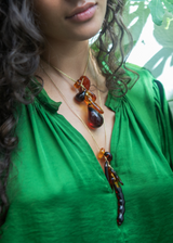 Azaz Amber Glass Bean Cluster on Cord
