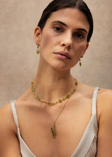 18kt Gold PSTM Myanmar Tender Greens Peridot Cluster on Cord