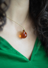 Azaz Amber Glass Bead on Cord