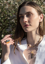 22kt Gold Night Hematite Tibetan Ring