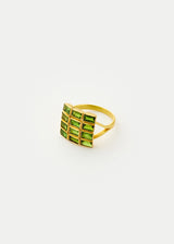 18kt Gold PSTM Myanmar Tender Greens Diopside Grid Ring