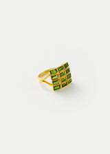 18kt Gold PSTM Myanmar Tender Greens Diopside Grid Ring