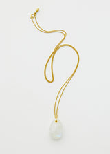 18kt Gold Rainbow Moonstone Egg Pendant on Chain