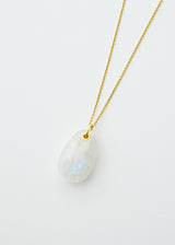 18kt Gold Rainbow Moonstone Egg Pendant on Chain