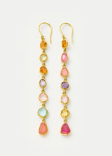 18kt Gold Mixed Stone Multi Drop Earrings