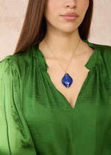 Azaz Blue Glass Diamond Bead on Cord