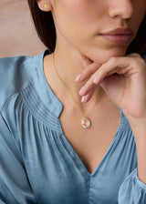 18kt Gold Mughal Cut Crystal Amulet on Cord