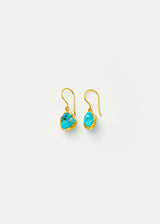 18kt Gold Rough Turquoise Single Drop Earrings