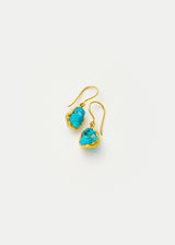 18kt Gold Rough Turquoise Single Drop Earrings