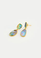 18kt Gold Beachcomber Abalone Shell Double Drop Stud Earrings