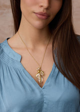 18kt Gold Herkimer & Gold Drop Cluster on Cord