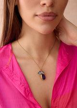 18kt Gold Mixed Blues Cluster on Cord