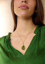 18kt Gold Parcel Set Peridot Amulet on Cord