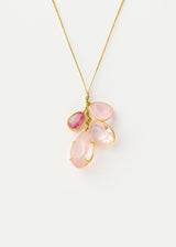 18kt Gold Pink Agra Mixed Stone Cluster on Cord