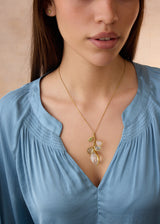 18kt Gold Mixed Stones Cluster on Cord