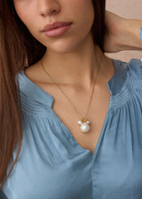 18kt Gold Three Pearl Cluster on Cord