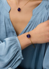 Azaz Blue Glass Single Bead Bracelet on Cord