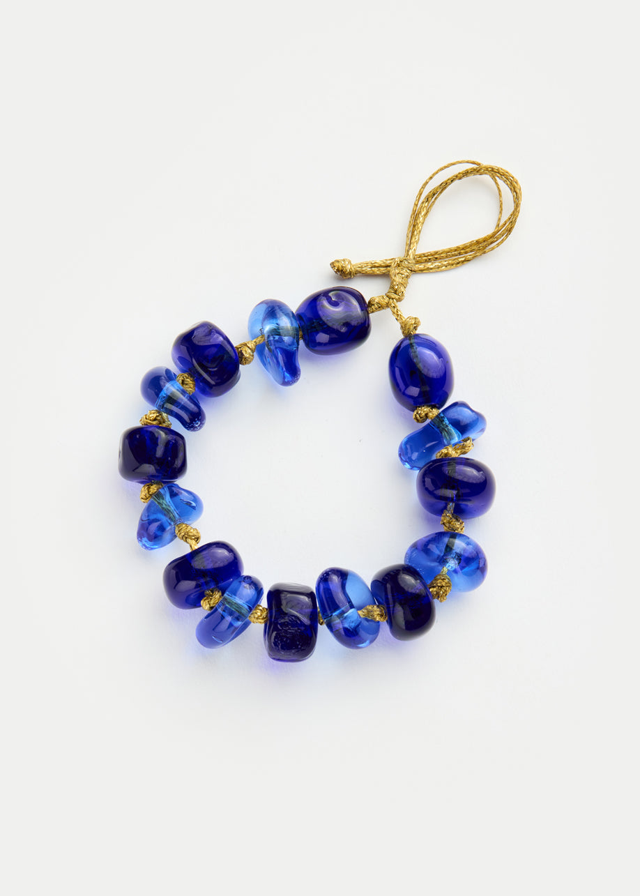 Azaz Tonal Blues Glass Multi Beaded Bracelet – Pippa Small