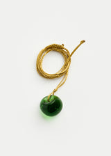 Azaz Green Round Glass Bead on Cord