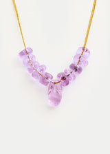 Azaz Purple Glass Multi Beaded Necklace on Cord