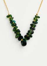 Azaz Green Glass Multi Bead Necklace on Cord