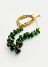 Azaz Green Glass Multi Bead Necklace on Cord