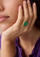 18kt Gold Chrysoprase Greek Ring