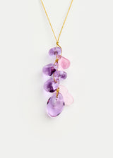 Azaz Pink & Purple Glass Beaded Cluster on Cord