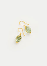 18kt Gold Carnival Green Amethyst Single Drop Twist Earrings