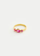 18kt Gold PSTM Myanmar Ruby Triple Stone Ring