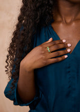 18kt Gold PSTM Afghanistan Emerald Shabnam Ring