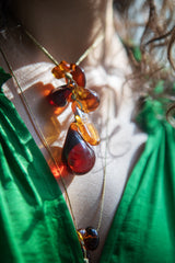 Azaz Amber Glass Bead Cluster on Cord