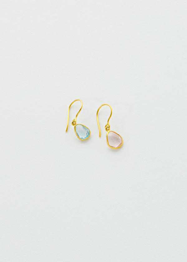 18kt Gold Aquamarine & Rose Quartz New Day Earrings