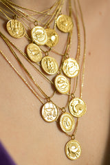 18kt Gold Libra Horoscope Pendant on Cord