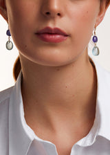 Pippa Small - 18kt Gold Aquamarine & Tanzanite Double Drop Earrings