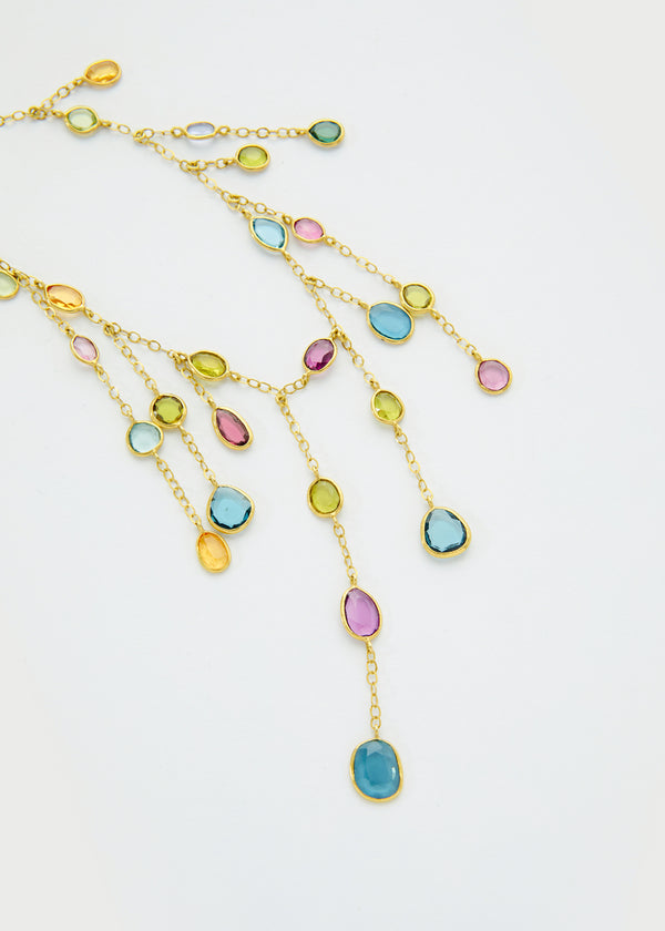 18kt Gold Mixed Tourmalines New Day Waterfall Necklace