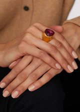 22kt Gold Pink Tourmaline Tibetan Ring