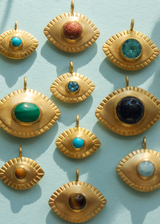 18kt Gold PSTM Jordan Turquoise Eye Pendant on Cord