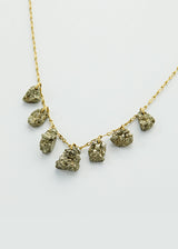 18kt Gold Pyrite Seven Stone Drill & Loop Necklace