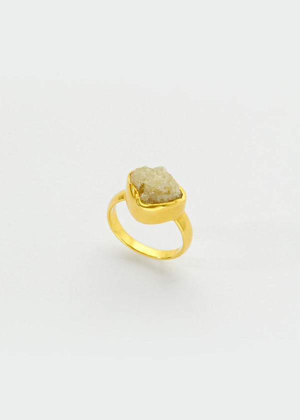 18kt Gold Diamond Rough Cut Greek Ring