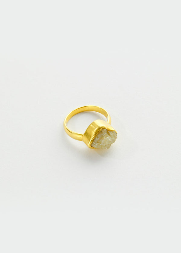 18kt Gold Diamond Rough Cut Greek Ring