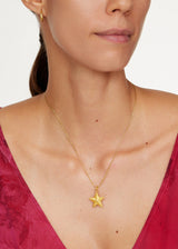 18kt Colombian Gold Star Pendant on Cord