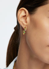 18kt Gold Anemone Mixed Stones Hoop Earrings