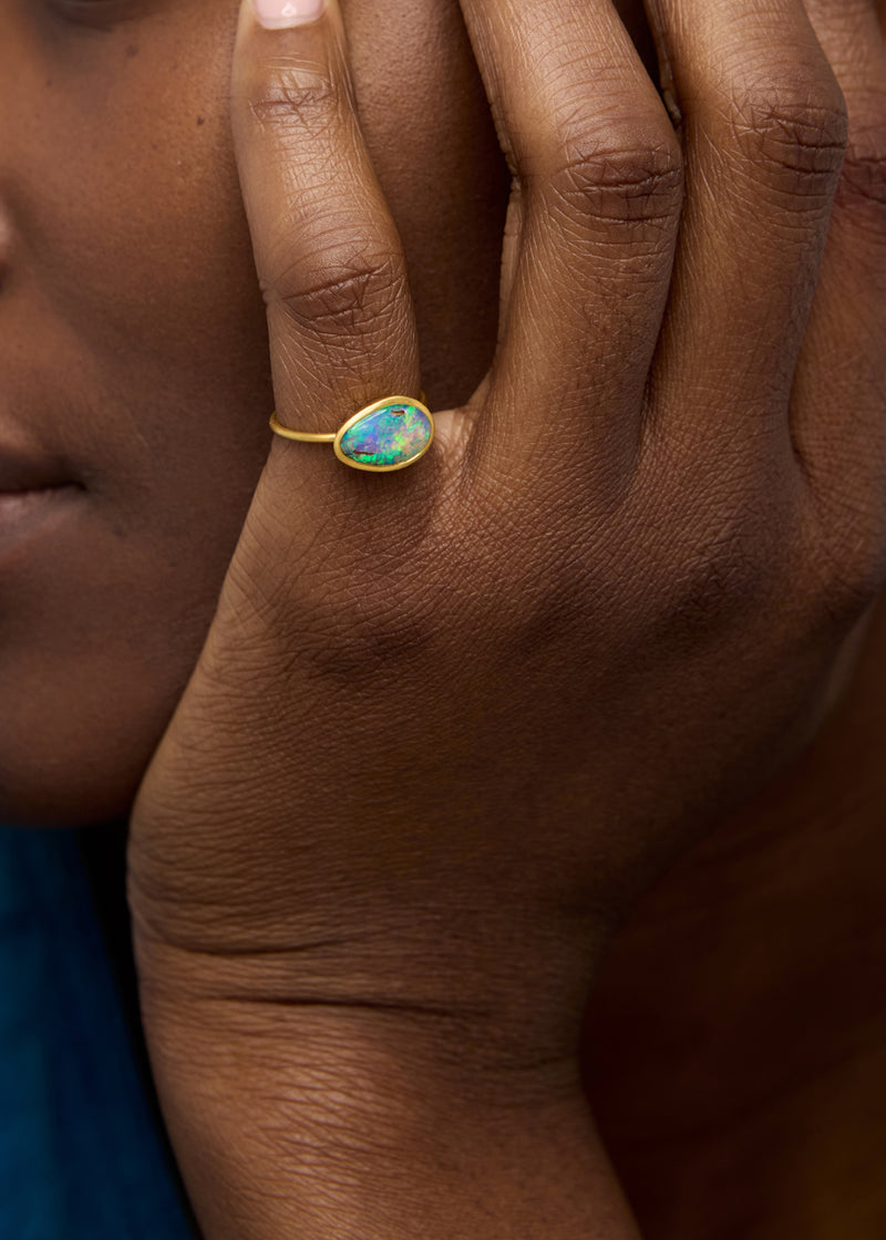 18kt Gold Boulder Opal Cup Ring