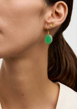 18kt Gold Chrysoprase Single Drop Earrings