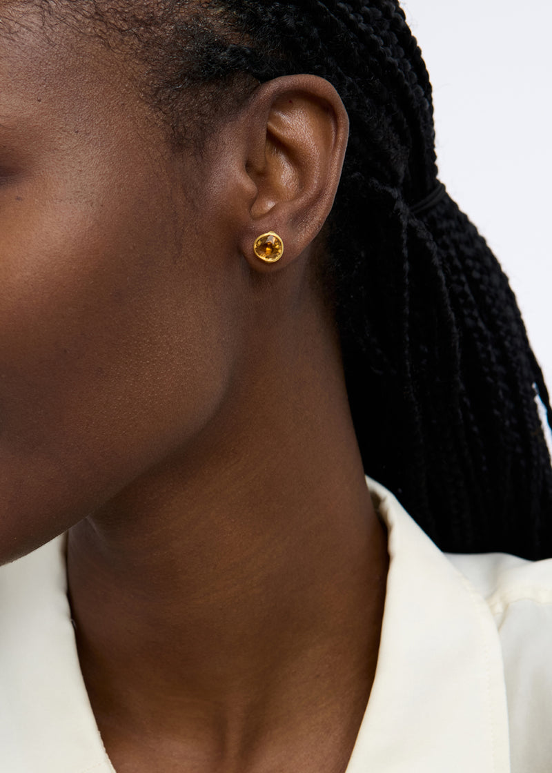18kt Gold Citrine Classic Studs