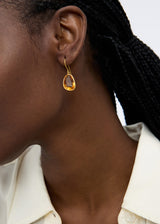 18kt Gold Citrine Single Drop Earrings